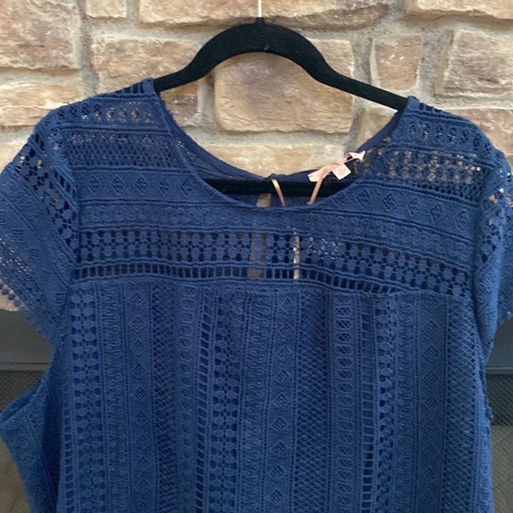 NWT Gibson Latimer navy blue lined lace dress. See through lace neckline. XL - Picture 5 of 13